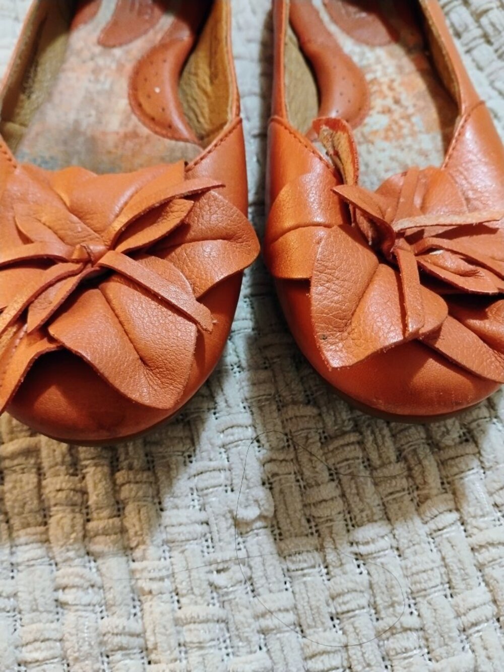 Born  Orange Leather Ballet Flats